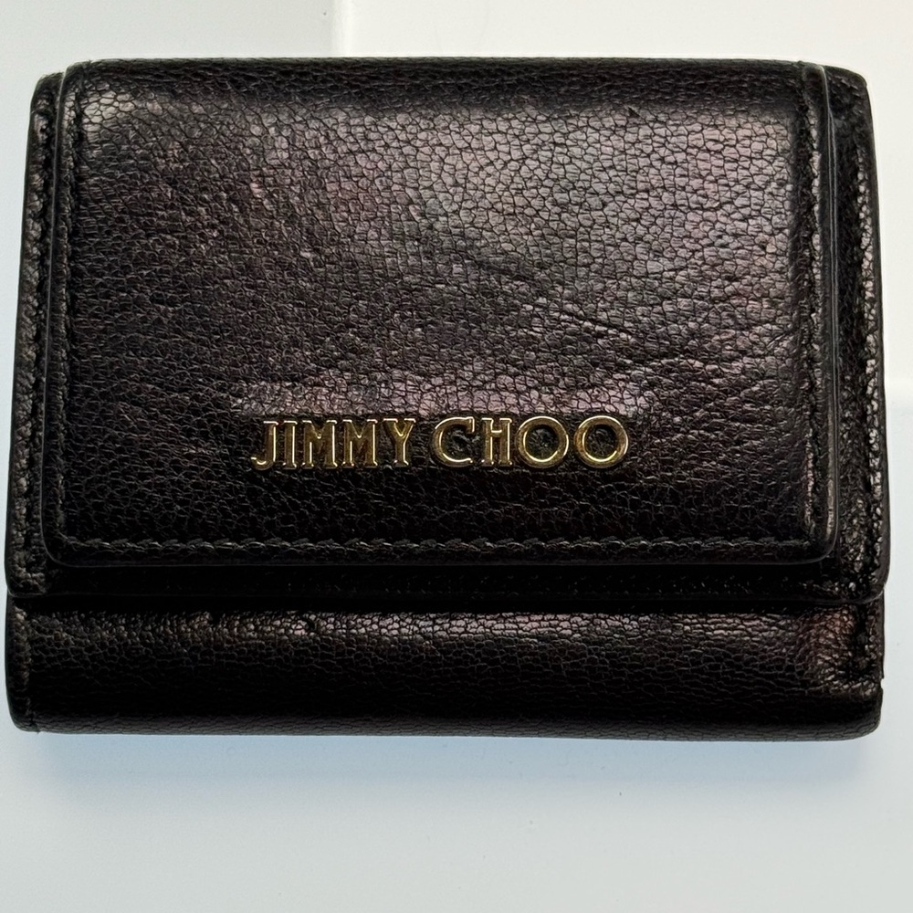 Jimmy Choo EUC Black Bi-Fold Leather Wallet. vintage and Authenticated.